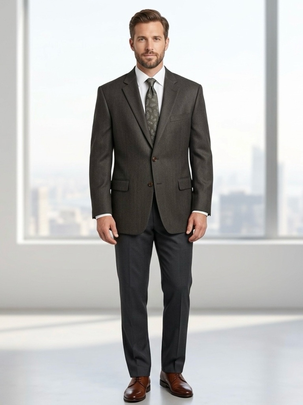 🔴 IZOD Charcoal Gray Blazer 46R Dark Academia Suit Jacket Sport Coat